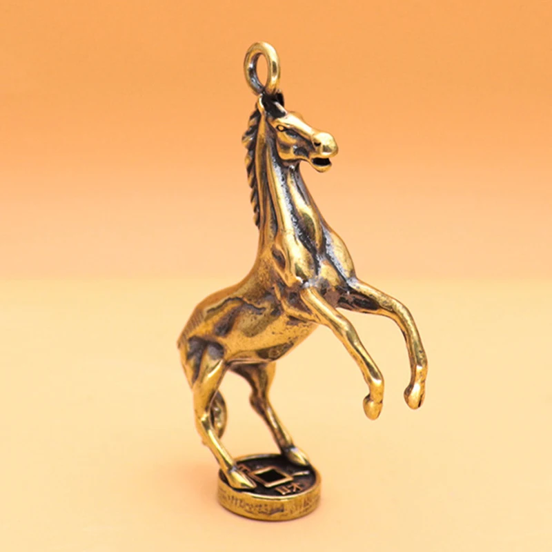 

1 шт. Мини винтажные латунные украшения статуэтки бегущая Лошадь статуя брелок для автомобиля подвеска офисный настольный декор ремесло подарок