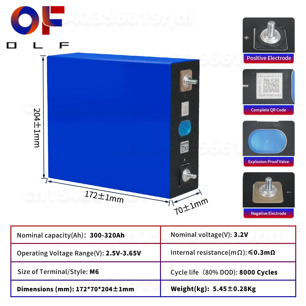 Consegna Rapida 4-16 Pezzi Batteria LiFePO4 320Ah 8000+ Cicli Ricaricabile Celle LFP Fai-da-te 12V 24V 48V per Accumulo di Energia Solare - immagine 3