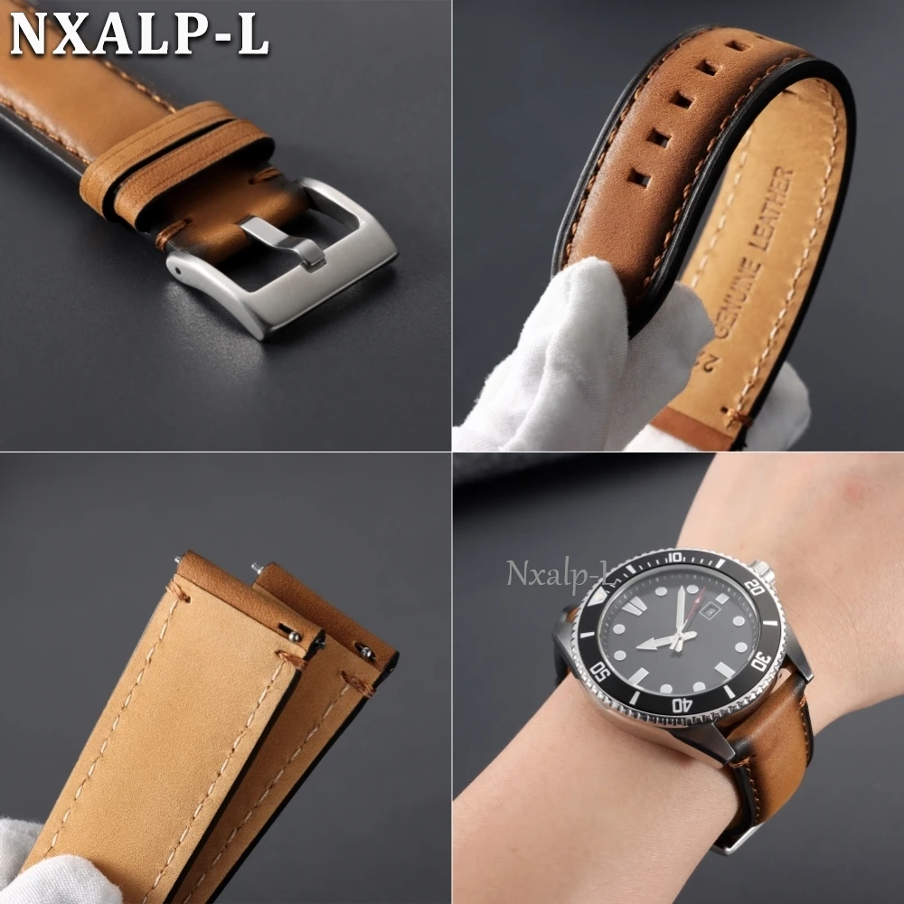 Vintage Cowhide Leather Quick Release Watch Strap - Business Style Bracelet