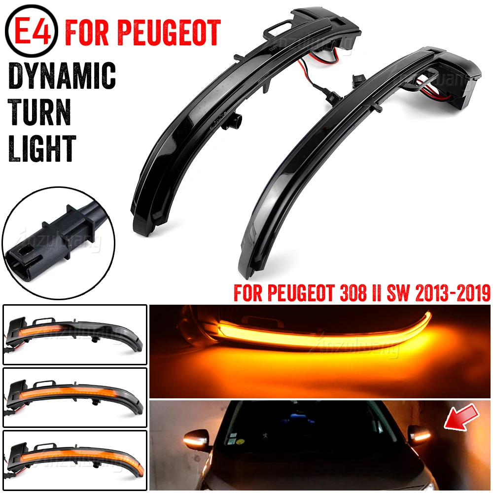 

2Pieces LED Dynamic Turn Signal Light For Peugeot 308 II SW Repeater Flashing Indicator Rearview Mirror Blinker Lamps 2013-2019