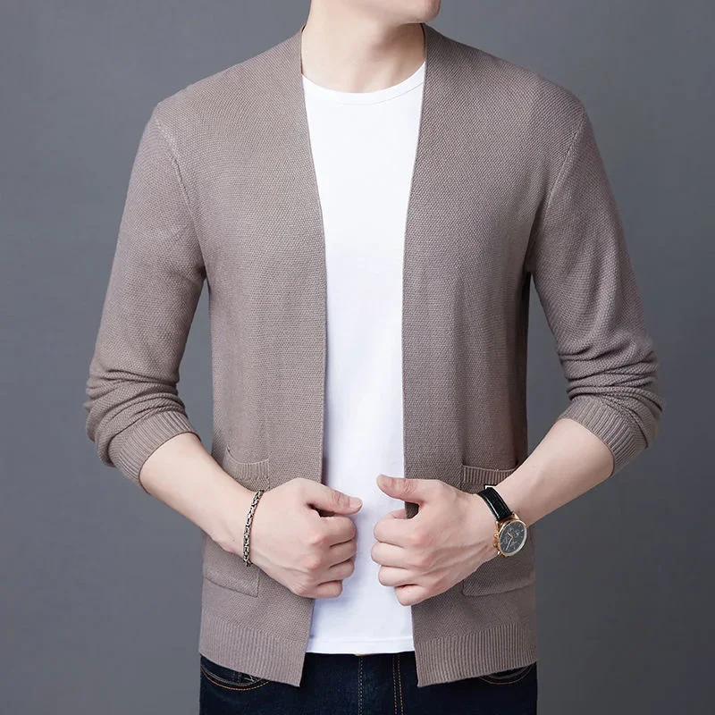 Fashion Loose Knitted  Pockets Casual Cardigan Sweaters Men's Clothing 2024 Autumn New Korean Tops All-match Coat