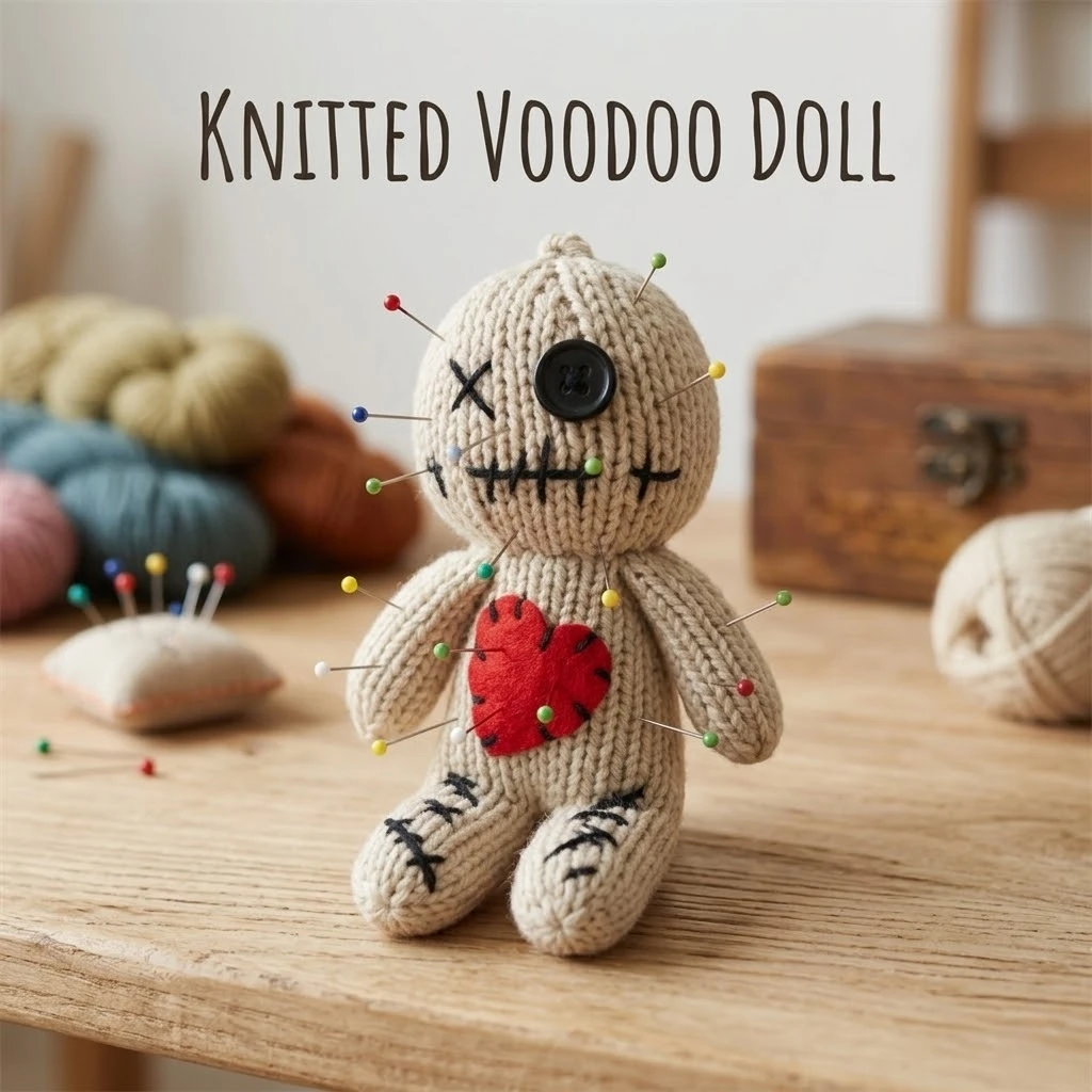 1-10 Stück Handgefertigte Gestrickte Voodoo-Puppe mit Bunten Pins Gruselige Halloween-Dekoration & Neuartiges Gruseliges Geschenk für Erwachsene Party-Requisite