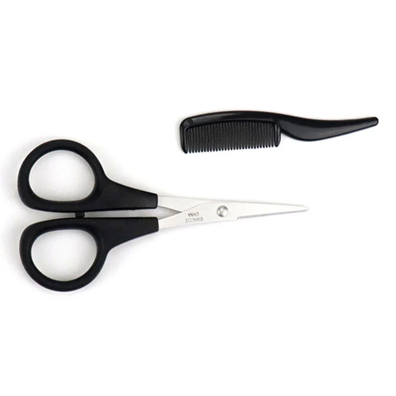 Herren Bart Schnurrbart Kamm Nase Ohr Schere Trimmen Kit Haushalt Mini Bart Schere Set – Detail 5