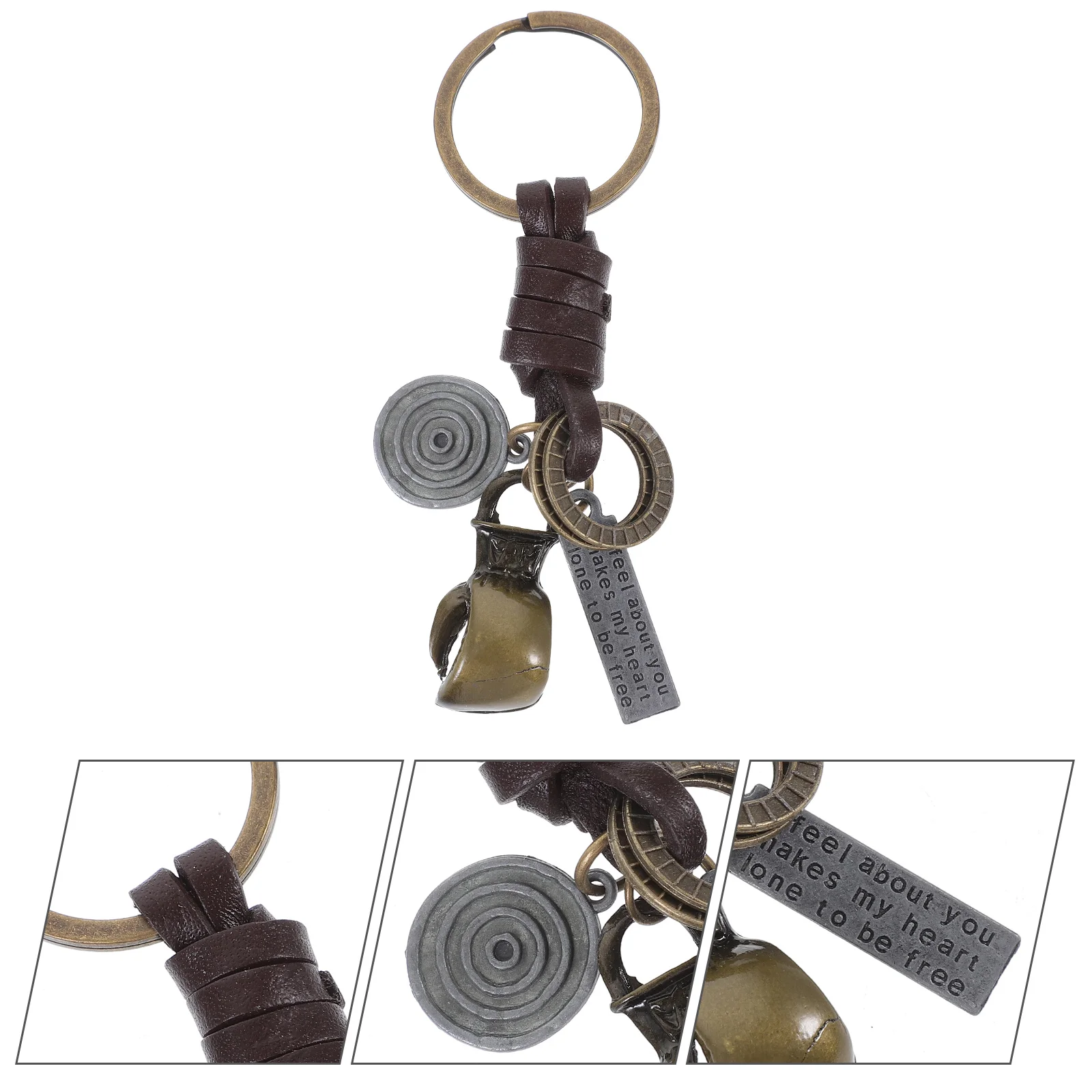 

Creative Key Chain Men and Women Small Gifts Alloy Bronze Boxing Gloves Retro Woven Pendant Mini Keychain Ring Car