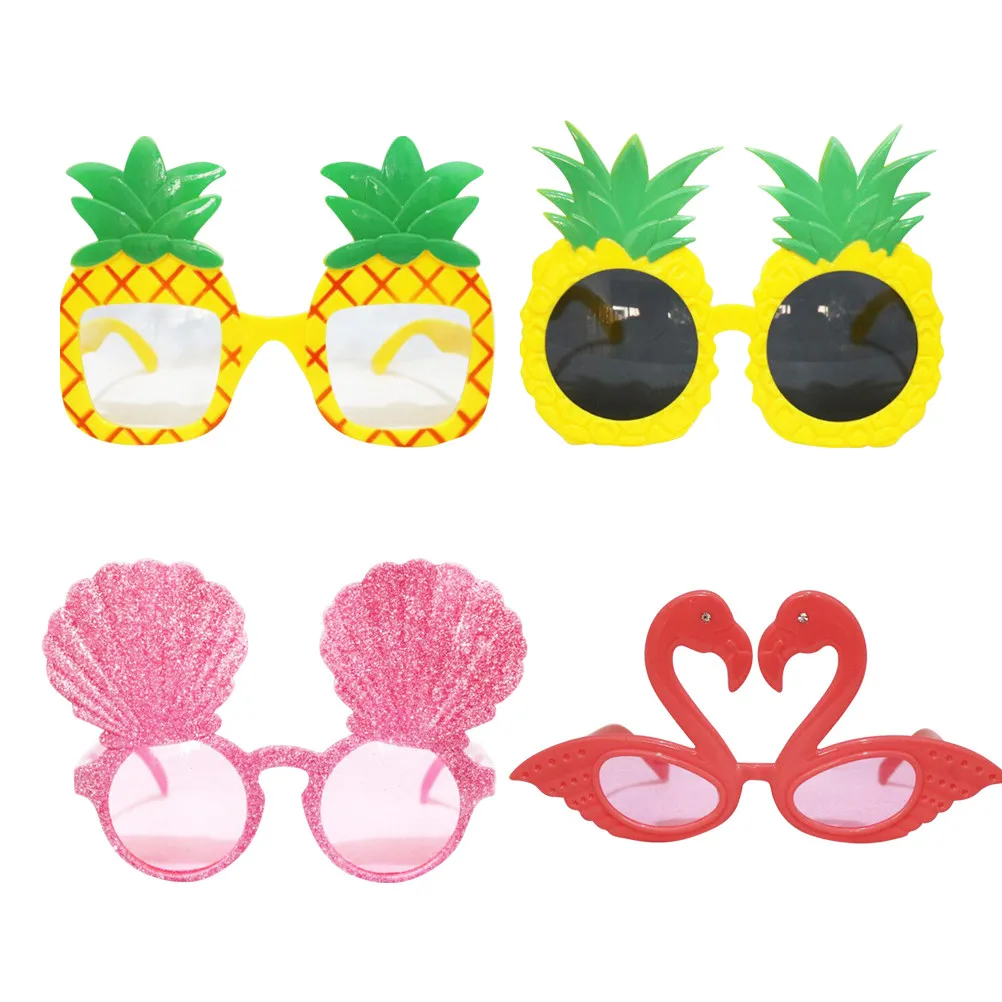 4Pcs 재미 있은 안경 파티 안경 크리 에이 티브 사진 소품 플라밍고 파인애플 인어 스타일 완벽한 의상 파티 장식