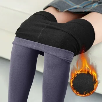 Winter Warm Bottoms Solid Thickened Velvet Warm Bottoms High Waist High Elastic Pants Upward Push Tight Pantyhose Women 4