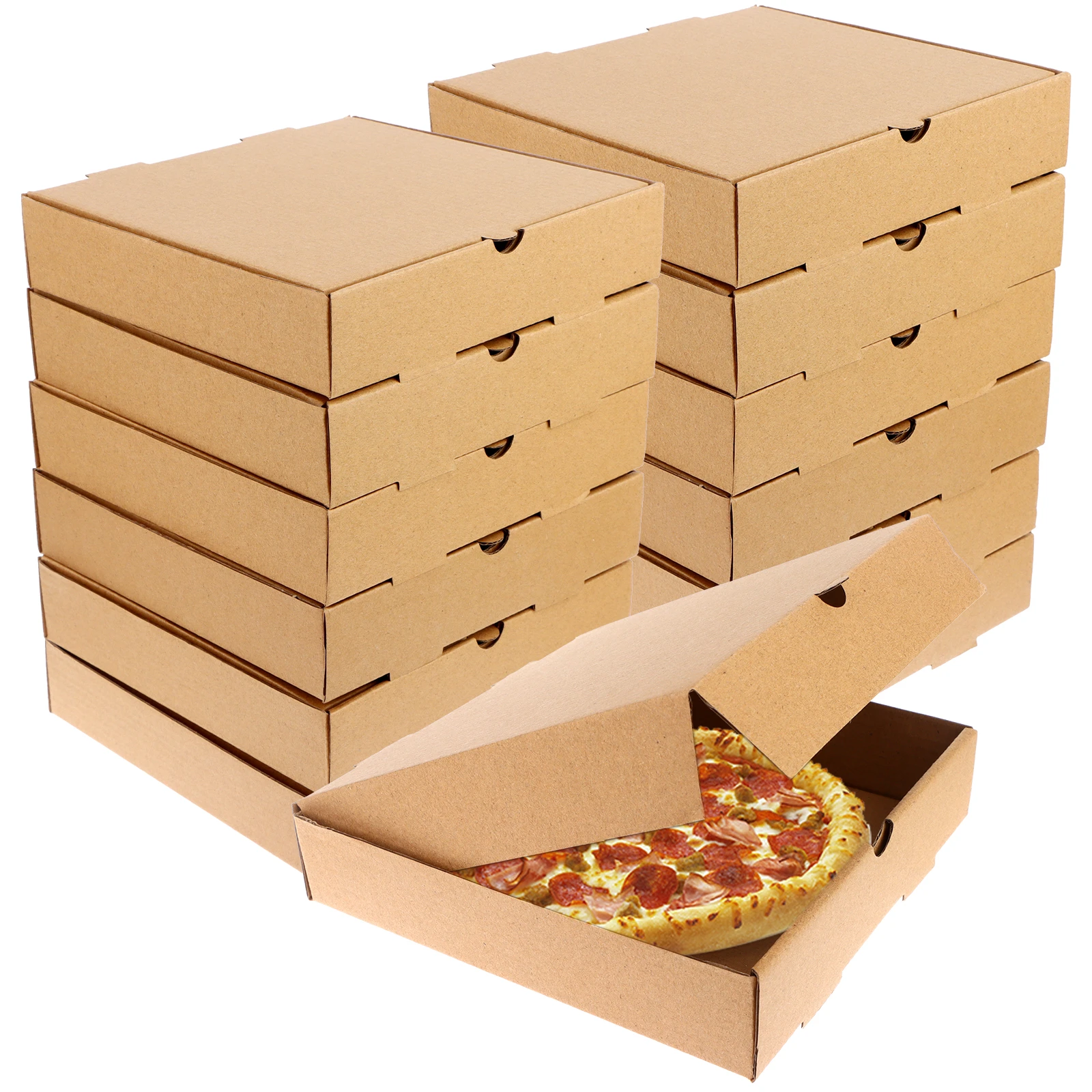 Cajas de cartón para Pizza, piezas, 7,3x7,3x1,57 ", Kraft, corrugado, para restaurante y | - AliExpress