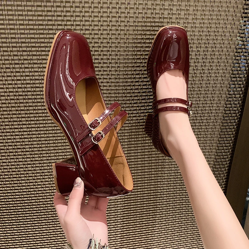 

Women Mid Heels Marie Jane Lolita Shoes Brand Chunky Sandals 2024 Spring Summer New Trend Fashion Pumps Women Dress Party Shoes
