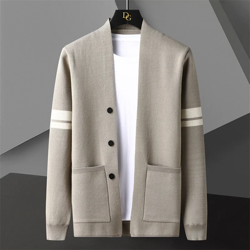 Maglione Slim Fit Cardigan Indumento Cappotto Noel Kazak Heren Maglione Tinta Unita Linea Decorazione Cardigan Lavorato A Maglia Uomo Manica Lunga
