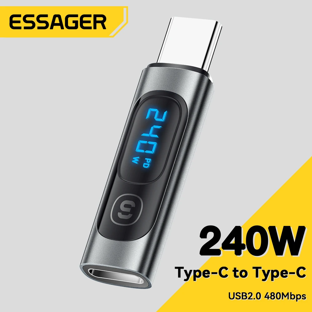 Essager USB C 3.0 OTG Adapter Type C To USB Type C PD 240W Digital Display Data Data Adapter 100W For Macbook Pro Air Samsung