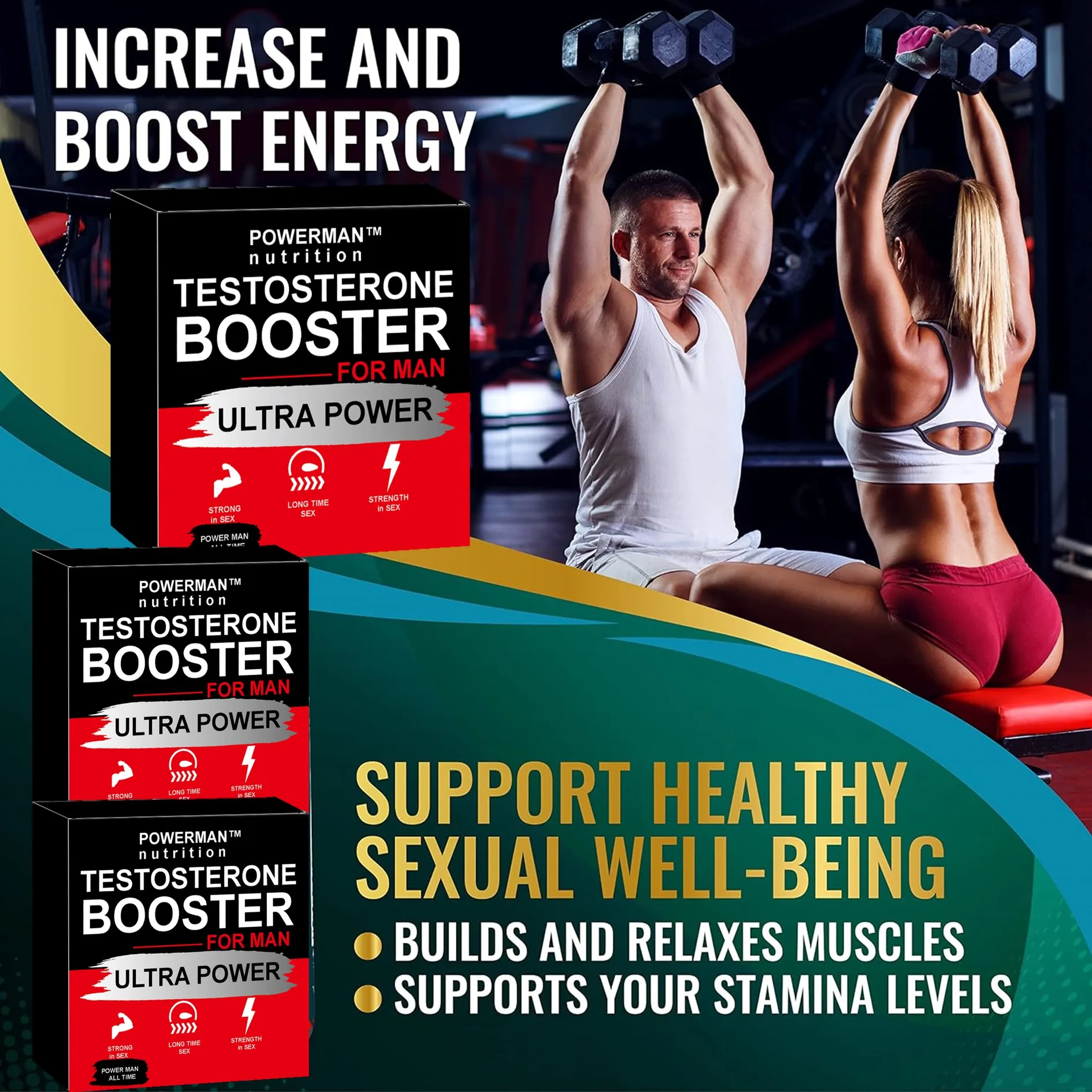 Male Health Supplements Maintains Muscle Strength and Energy Levels Helps Balance Hormone Levels and Promotes Overall Well-being in Healthy Adult Men