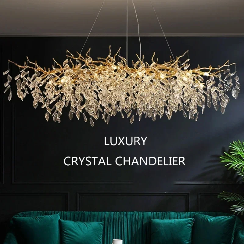 

Luxury Crystal Gold Ceiling Chandelier Living Dining Room Home Decor Pendant Lights Bedroom Lustre Hanging Lamp Lighting Fixture