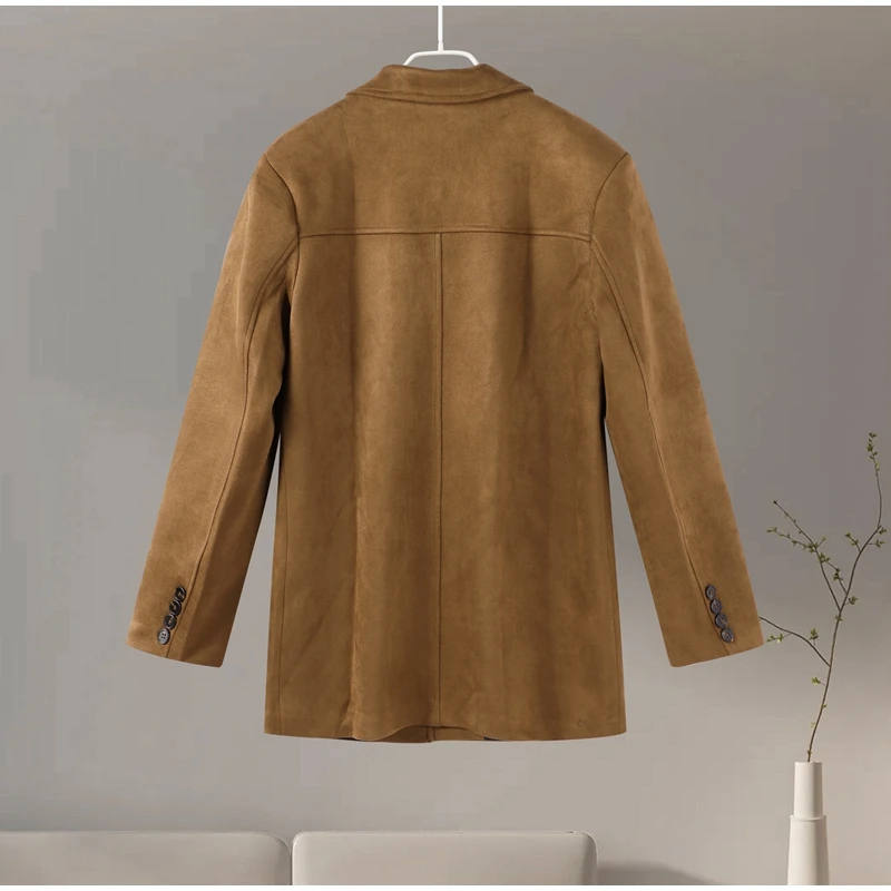 Women Suede Jackets Loose Lapel Single Breasted Long Sleeves Pockets Blazer Coats Female Autumn Fashion New in Outwear
