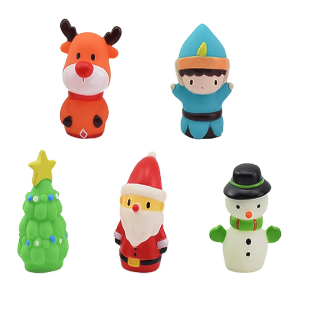 

5 Pcs Christmas Finger Dolls Baby Toys Animal Puppets Plaything Educational Silica Gel for Kids Preschool Child