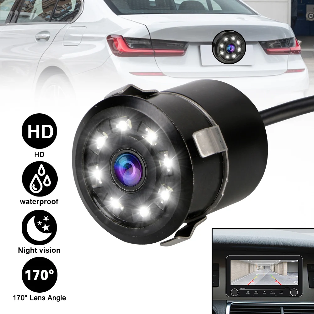 12V Car Rear View Camera Parking Assistance PDC Parktronics Backup Night Vision 8LED 170&deg; Wide Angle Monitoring Auto Accessories