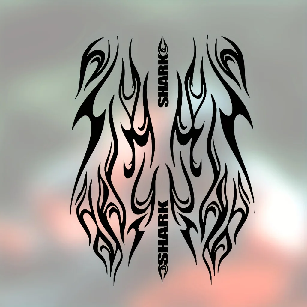 1 Set mehrfarbige Flammen-PVC-wasserdichte Aufkleber für Motorradhelm, Auto, Fahrrad, Dekoration – Detail 2