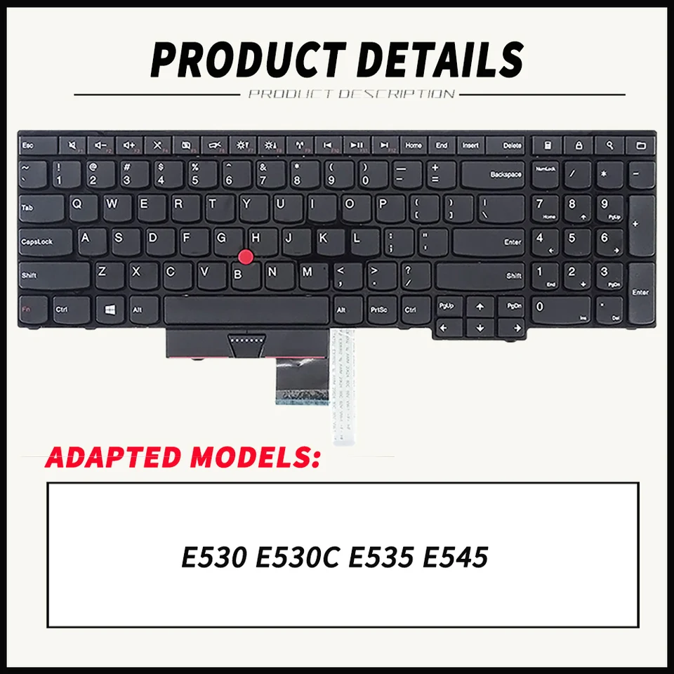 Touche De Clavier AZERTY Pour Lenovo ThinkPad E530, E535, E545 - Noir - Occasion