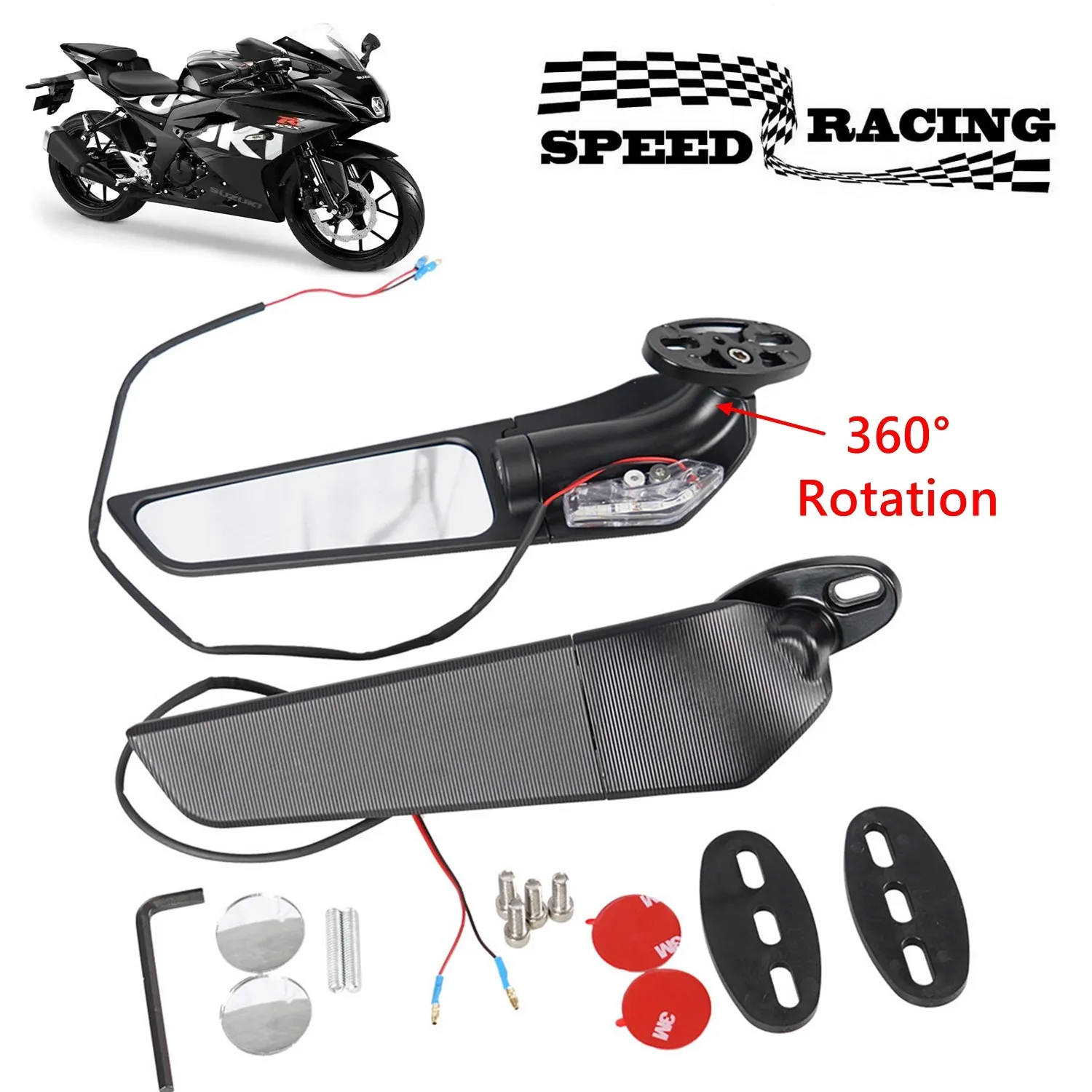 2PCS Einstellbare Motorrad Rückspiegel Geändert Wind Flügel Rotierenden  Spiegel Für Honda CBR 250R 300R 500R 600R 650R CBR1000RR - AliExpress