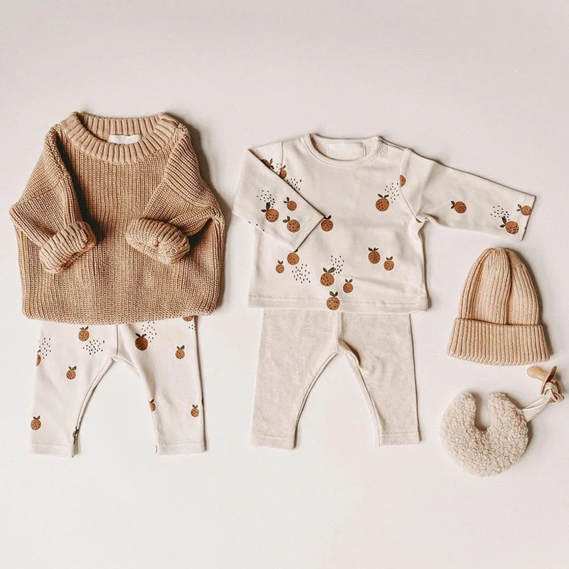 0-3T Newborn Kid Baby Boys Girls Clothes Set Long Sleeve Cotton Top and Pant Suit Pj Set Cute Sweet Sleepwear Pajamas Set Outfit