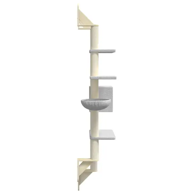 Light Grey Wall-Mounted Cat Tree with Scratching Post - 180 cm Height for Cats - Image 5
