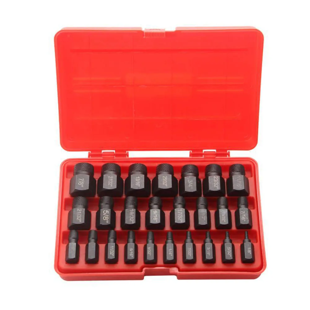 

Bolt Extractor Remove Tool Imperial Left Spiral Design 1/8-7/8 25pcs Clear Scale Hex Head High Quality Multi-spline