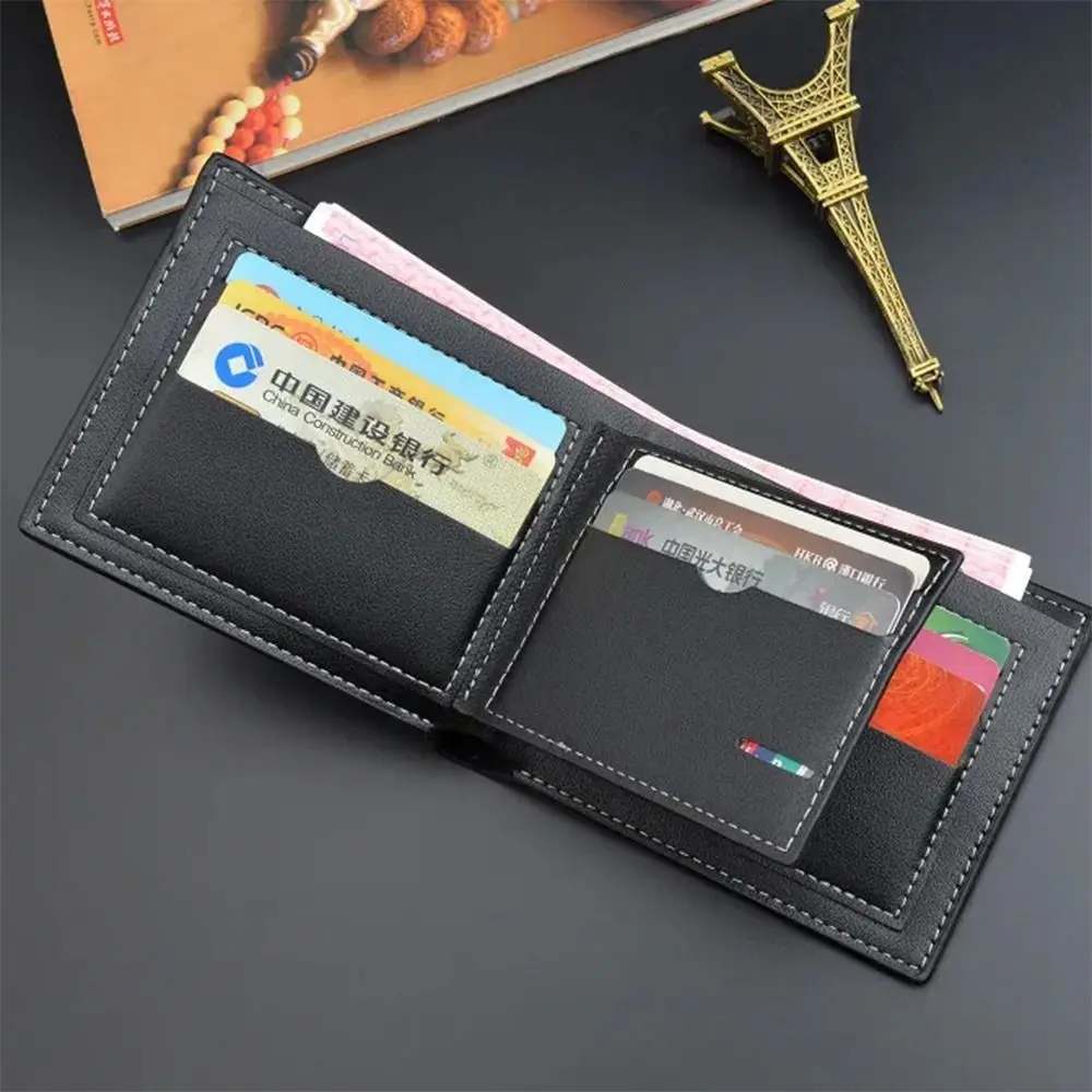 New PU Leather Short Wallet Multi-card Slot Large-capacity Card Bag High Quality Folding Money Bag Men