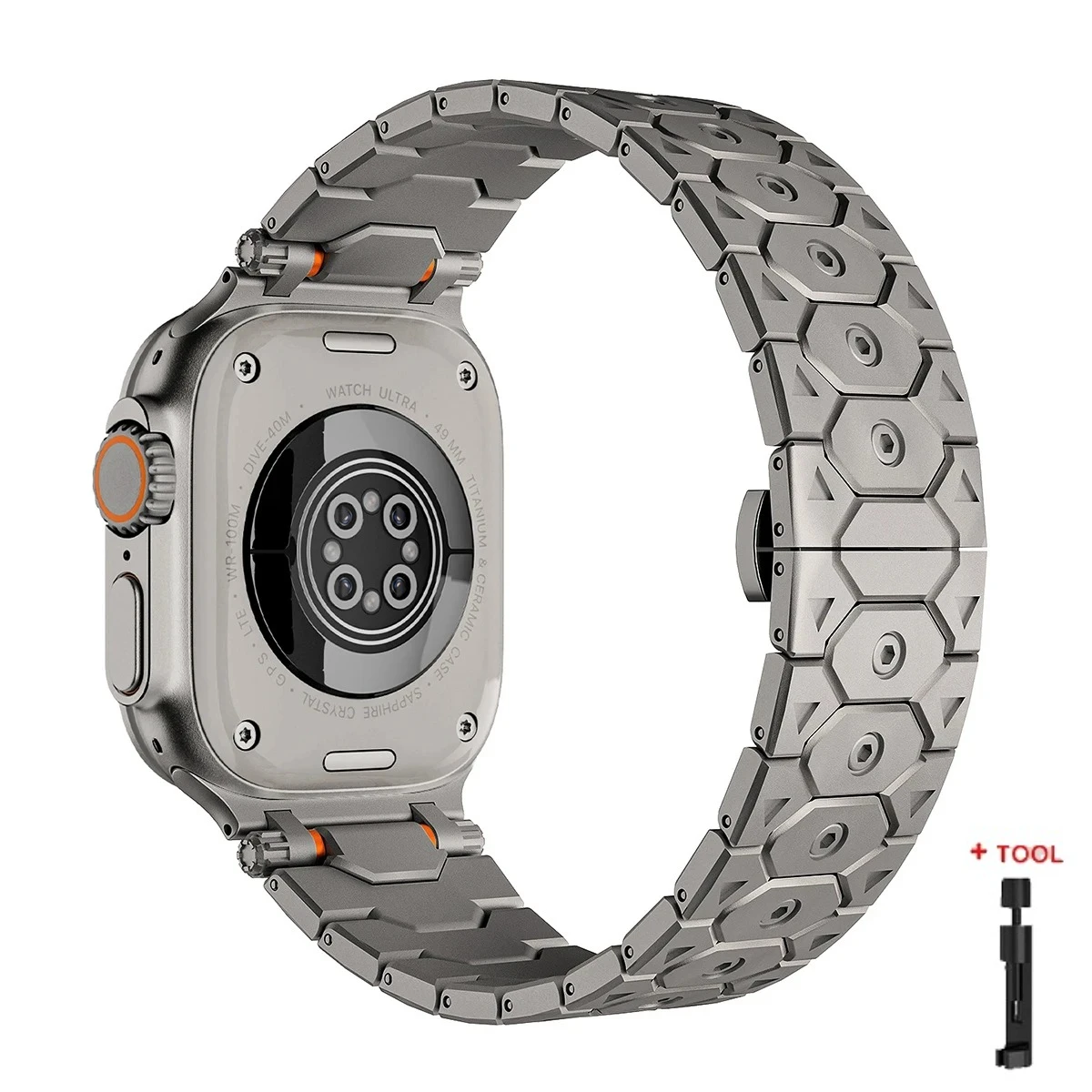 Luxurious Titanium Color Stainless Steel Watch Bracelet