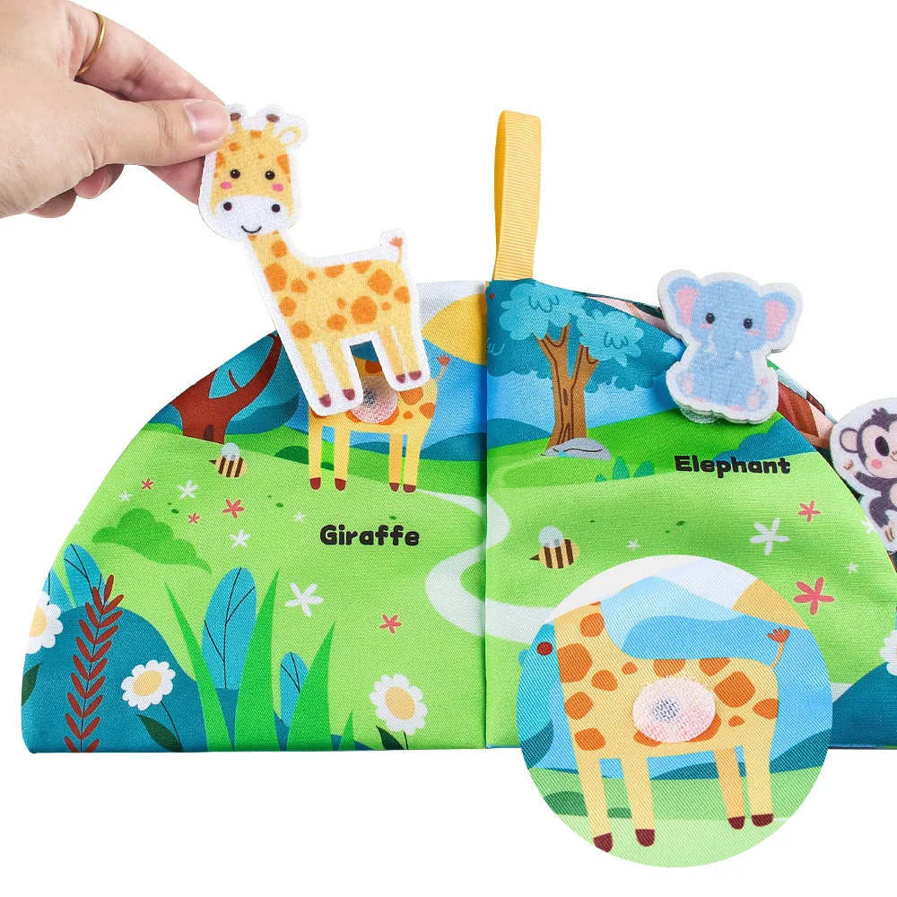Montessori Cloth Book Animal Soft Baby Books 0 12 Months Touch and Feel Crinkle Quiet Book Interactive Stroller Toy Shower Gifts 3