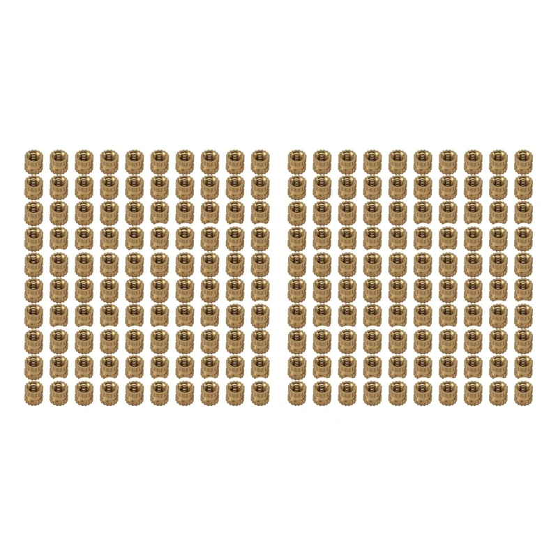

ABHU M2 X 3Mm Brass Cylinder Knurled Threaded Round Insert Embedded Nuts 200Pcs
