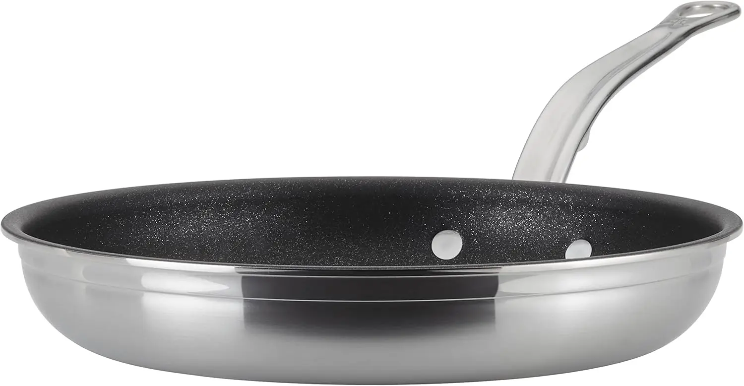 100% Triple Bonded Nonstick Stainless Steel Frying Pan, Induction Cooktop Compatible
