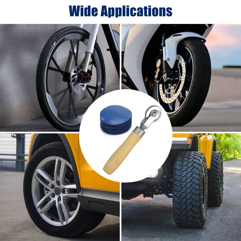 Tire Repair Kit 31Pcs 32mm 42mm 58mm Tire Patch Assortment Set With Tire Compaction Roller Rubber Patches Repair Tools