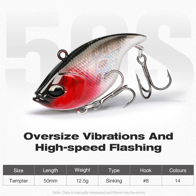 TSURINOYA 50s 12.5g VIB Ice Fishing Lure VIB TEMPTER Wobblers For Bass Pike  Perch Long Casting Noise Hard Bait Vibration Model