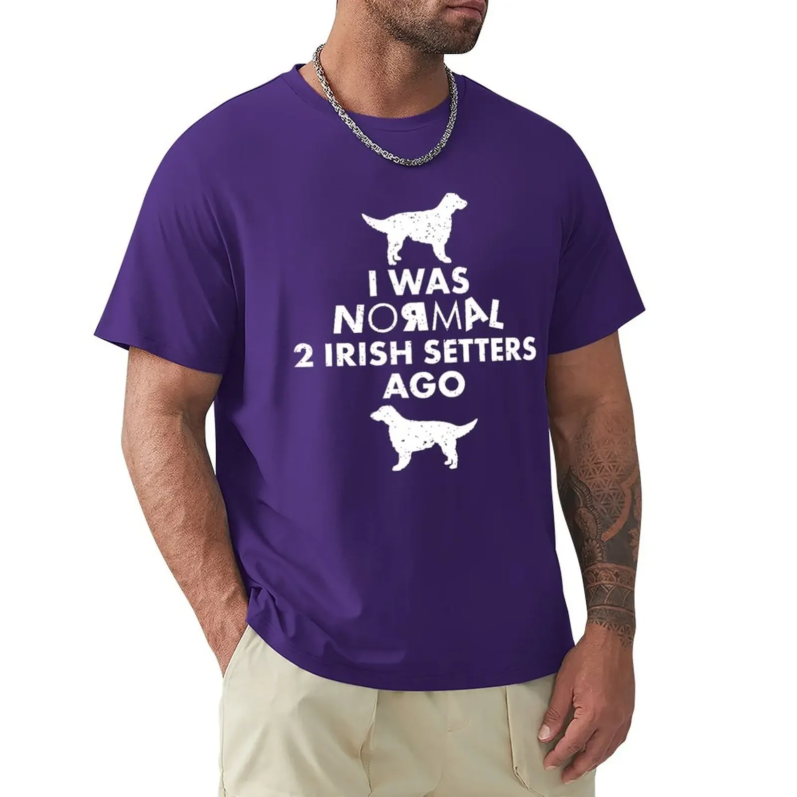 I Was Normal 2 Irish Setter Ago: Funny Irish Setter Dog Lover Gifts T-Shirt Plus Size Top Graphics T-Shirt Men