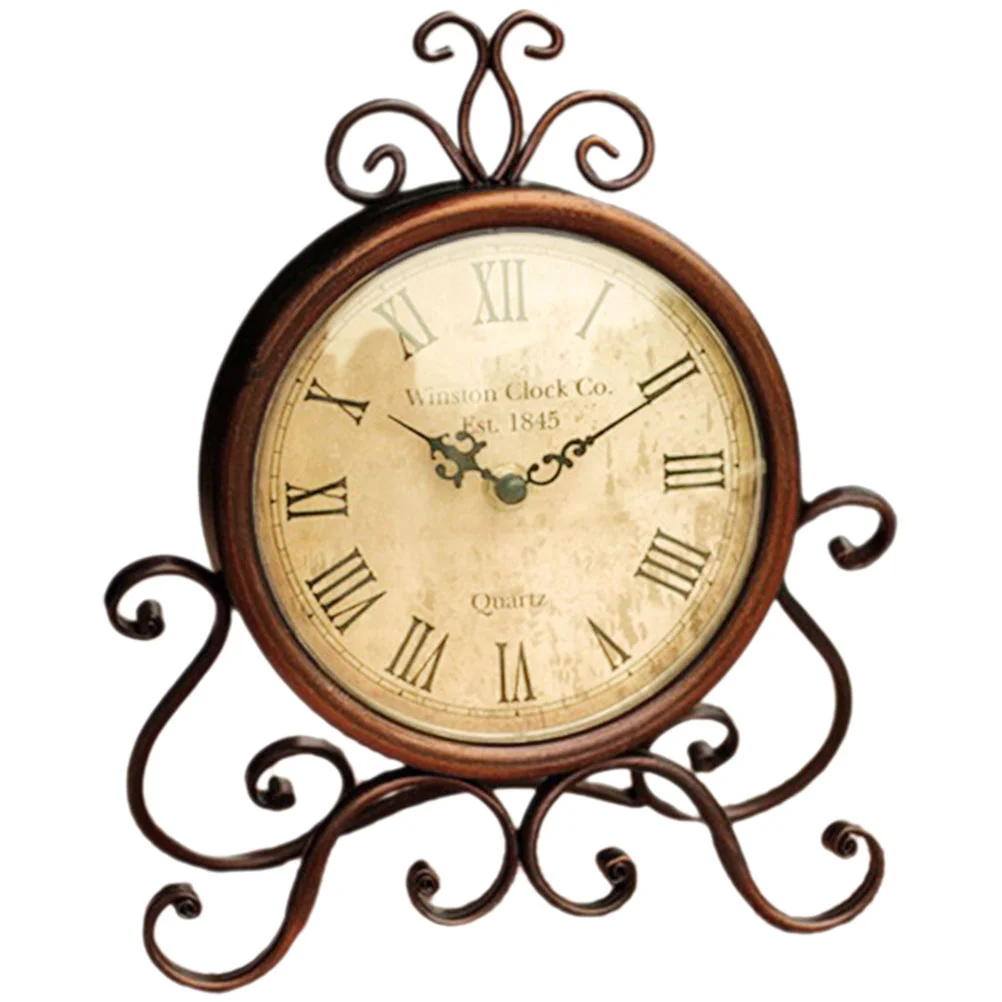 

Vintage Style Clock Adornment Classical Desktop Mute Clock Ornament No