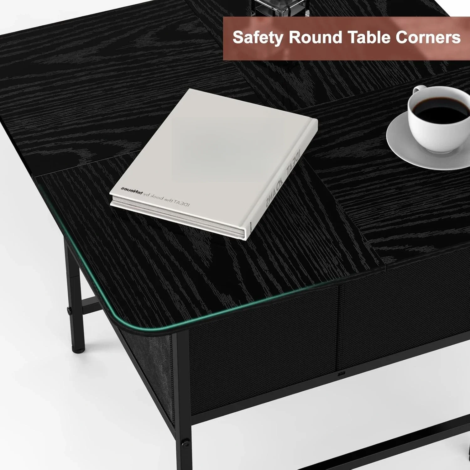 Coffee Tables for Living Room,2-Tier Farmhouse Center Table with Round Corners for Small Space,Small Apartment,Office 4