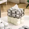 Luxury Chocolate Tissue Box Cover Ceramics Tissue Box High-grade Home Creative Napkins Tissue Holder Livingroom Table Decoration 3