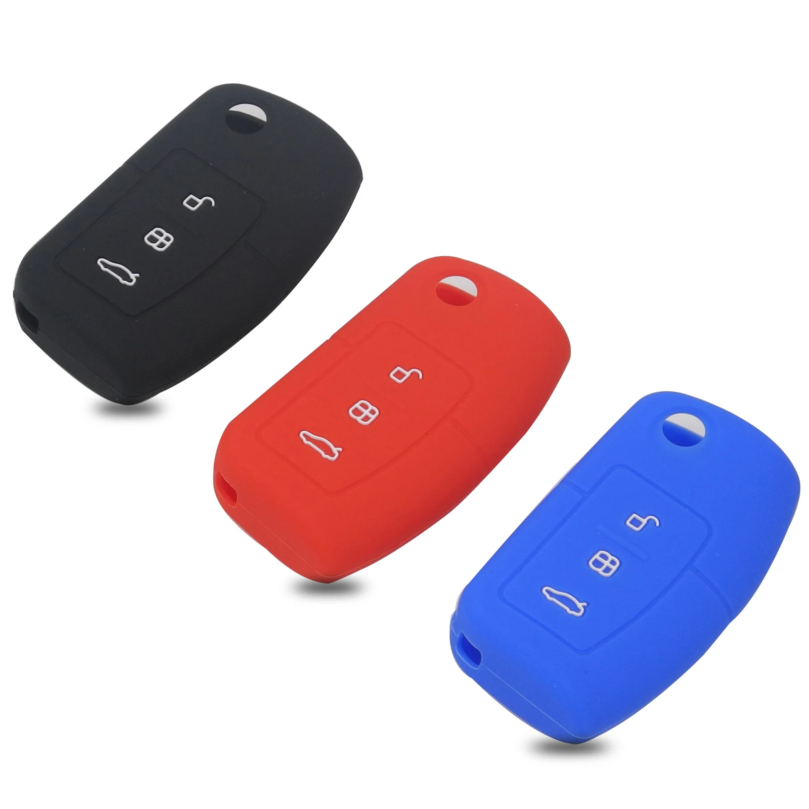 Custodia In Silicone Jingyuqin 3Btn Per Ford Focus Fiesta Galaxy C-Max S-Max Falcon Territorio Eco Sport Telecomando Per Auto Portachiavi Proteggi