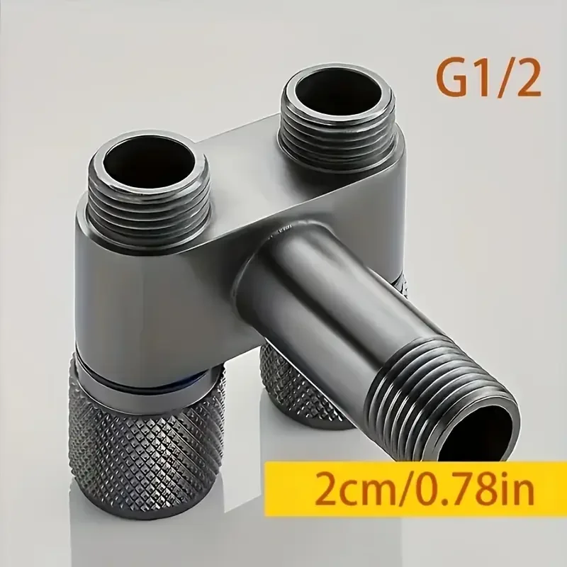 1pc Stainless Steel Non-Slip Toilet Companion Angle Valve with One Inlet and Two Outlets, Double-Opening Water Tap