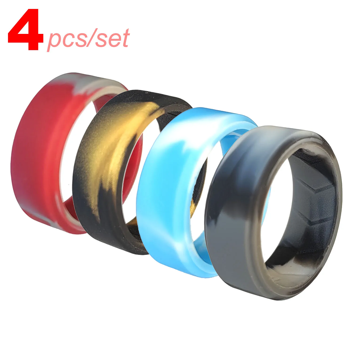 4 pz/set anelli in Silicone colorato mimetico regalo per uomo moda maschile comodi gioielli traspiranti sport corsa sportiva