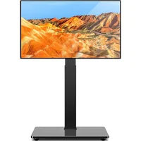 Universal Floor TV Stand,Base for 32-74 Inch TVs with Swivel Height Adjustable Mount,Tempered Glass Base,Space Saving 1