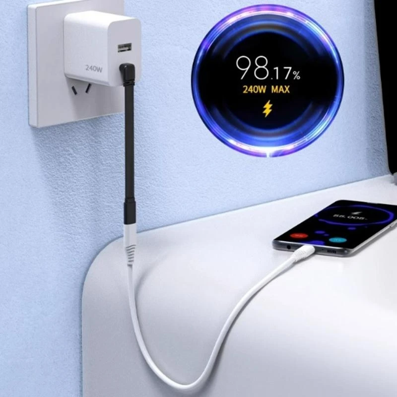 플랫 240W USB C 수컷에서 수컷 케이블 USB C 수컷에서 수컷 커넥터 유형 C 충전 케이블 랩탑 전화 3.94in/7.8in