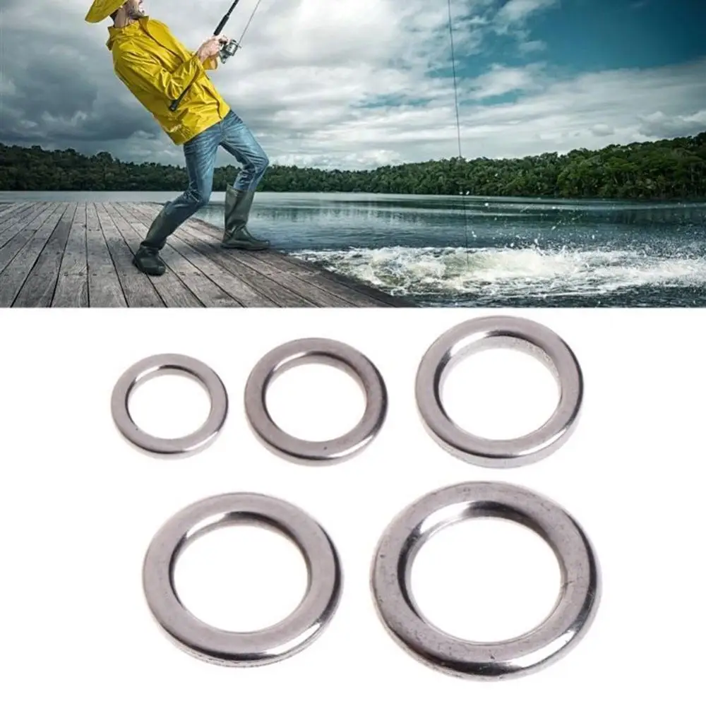 

50Pcs Fishing Solid Stainless Steel Snap Split Ring Lure Tackle Tool Connector Fishing Accessories Fish Hook Snap Ring