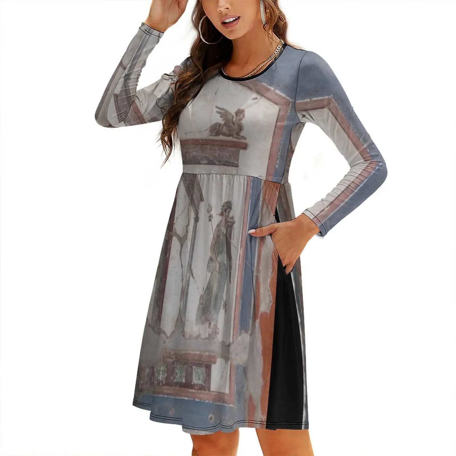 

Goddess of Abundance Round Neck Baggy Dress fairy dress Women long dress