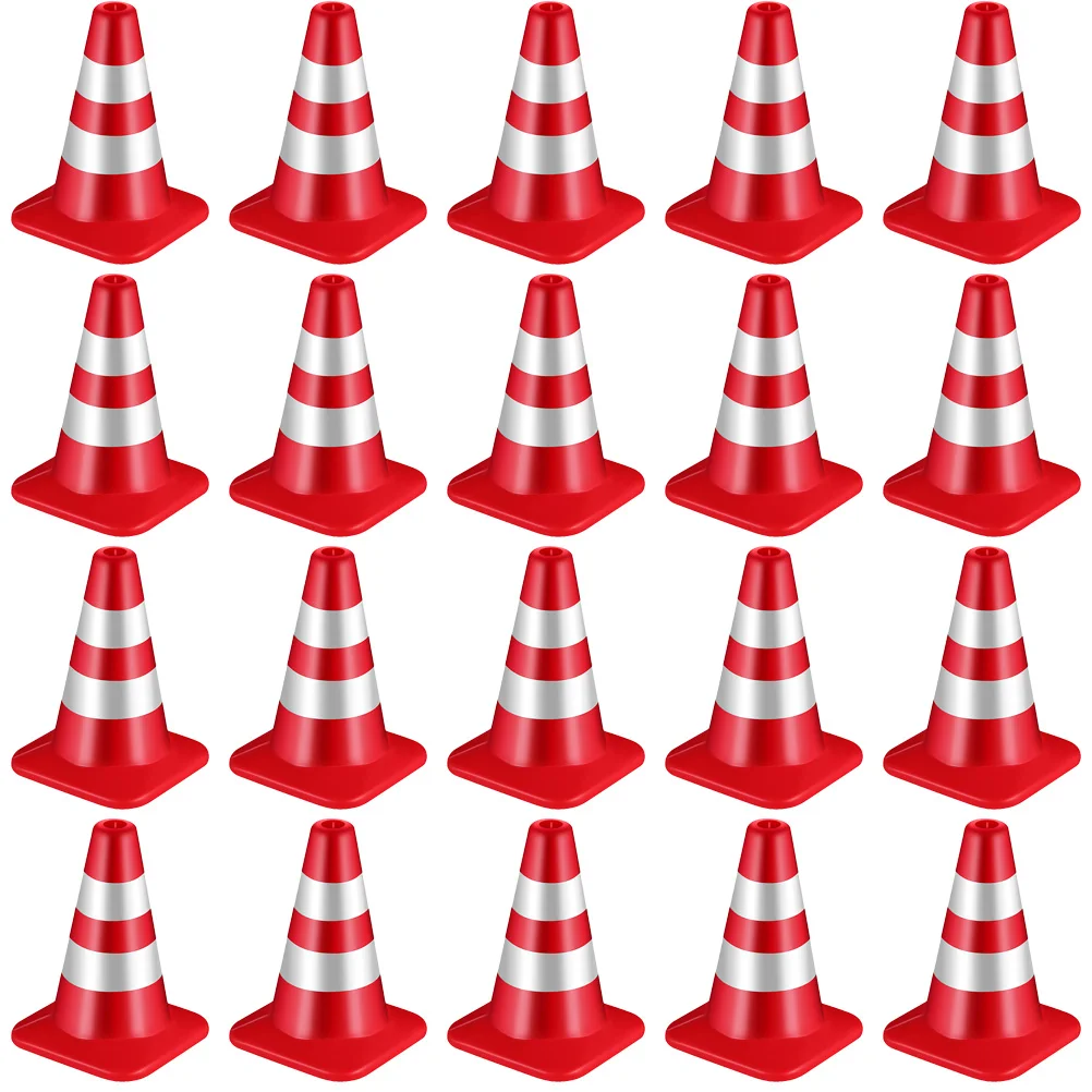 

20pcs Miniature Doll House Traffic Cones Tiny Cones Sand Table Decor Road Sign Sand Model For Children'S Toy Car Parking Scene