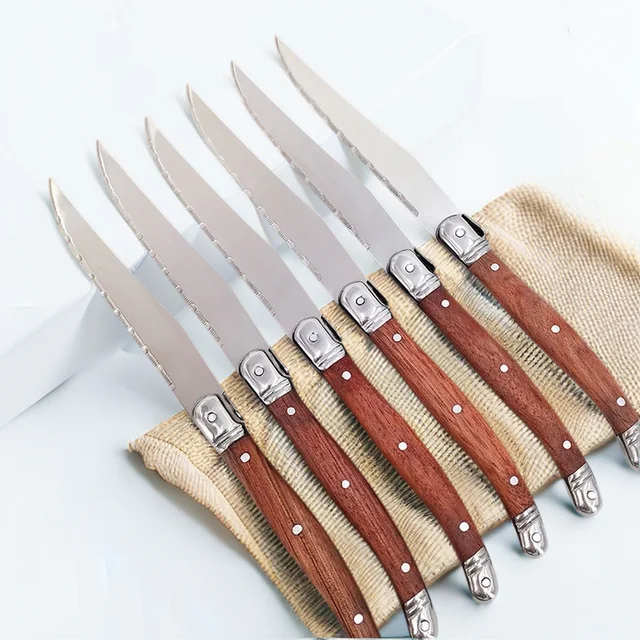 4/6/8 P Serrated Steak Knives Set Dinner Knife Cutlery Solid Steel Table Knife Sharp Handle Table set Dishwasher safety 2
