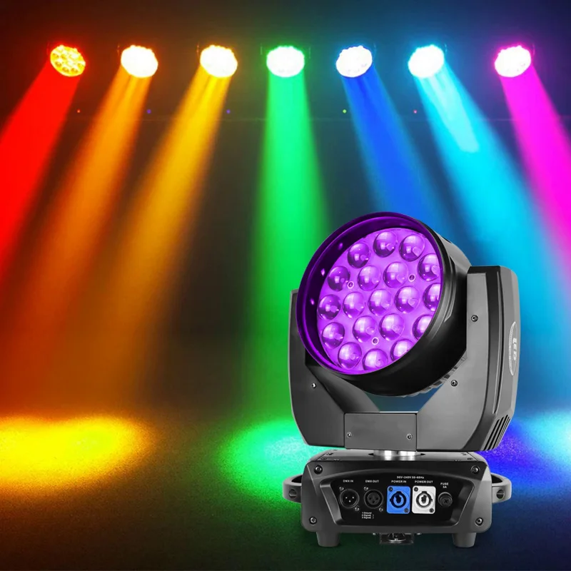 

Проектор 19x1 5 Вт, проектор с регулируемым лучом, проектор с подвижной головкой, контроллер RGBW DMX 512, профессиональный сценический эффект, освещение для диджея, диско, КТВ, свадьбы