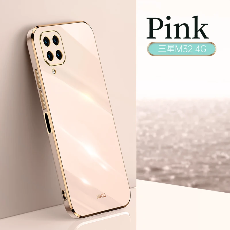 Luxury Square Plating Silicone Phone Case with 360° Ring Holder - Full Body Protective Soft Back Cover