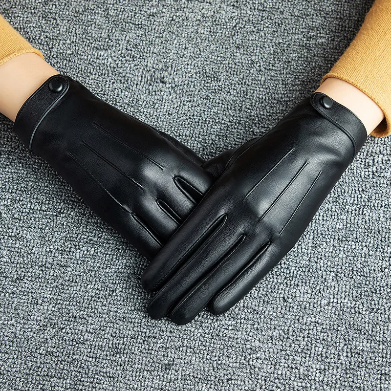 Sheepskin Natural Gloves Women's Genuine Leather Wrist Warmer Cycling Driving Winter Warm Luva Fleece Lining Fashion Accessories 6