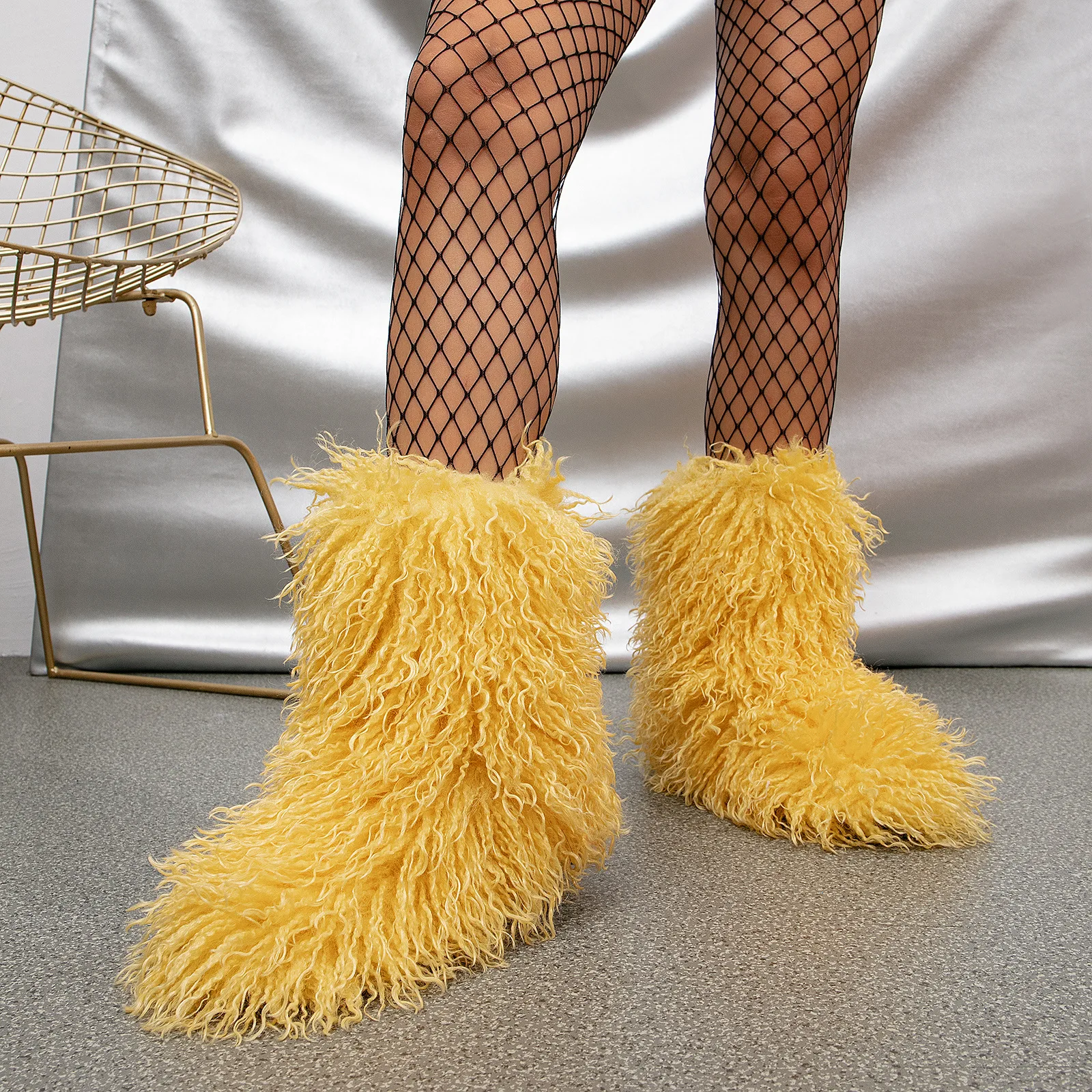 Winter Boots Furry Shoes Women Fur Snow Warm Boots Fluffy Faux