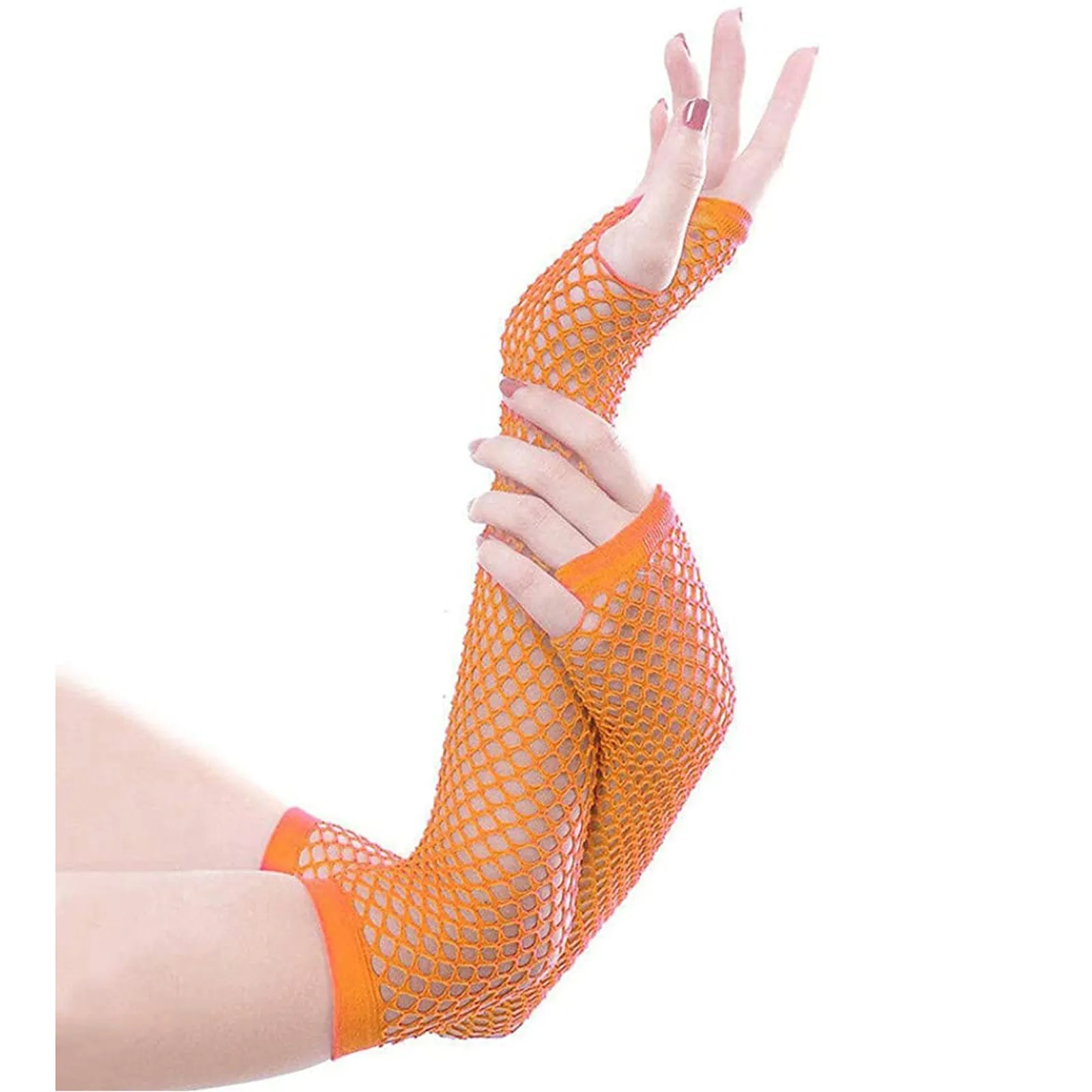 Neue Bunte Fishnet Fingerlose Lange Handschuhe Party Tragen Phantasie Kostüm Zubehör Sexy Mädchen Punk Goth Dance Mesh Handschuhe – Detail 7